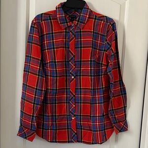 Talbots Red and Blue Plaid Button Down Shirt